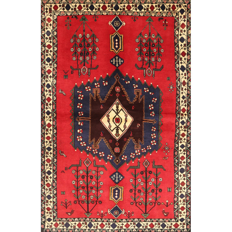 Tapis rouge / brun / bleu Southwestern, Rectangle 5 pi x 8 pi