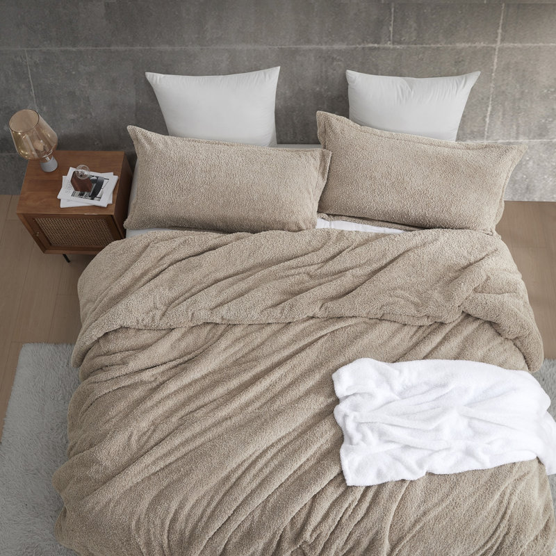 Petit ensemble d'édredon surdimensionné pour enfant, Édredon pour grand lit + 2 taies décoratives sta, Brun taupe