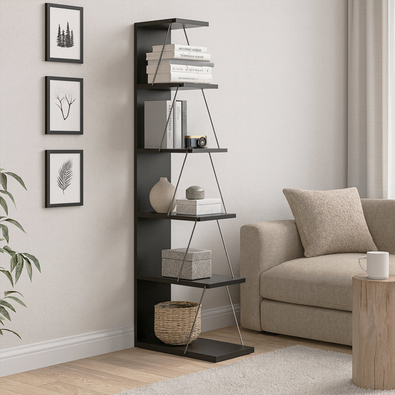 Daquane 6 Tiers Corner Bookcase, Anthracite