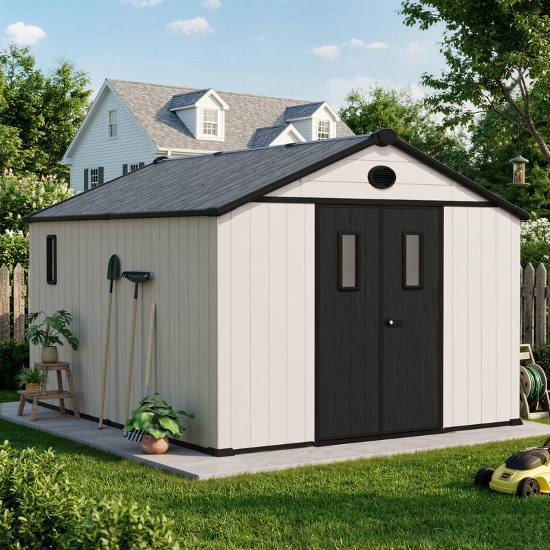 10 ft. W Aluminum Polypropylene Storage Shed, 242.4cm H x 301.2cm W x 241cm D