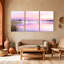 Paysage et nature, lac, brume, roseaux, réflexion, calme, aube, ensemble de 3 impressions sur toile-920769636