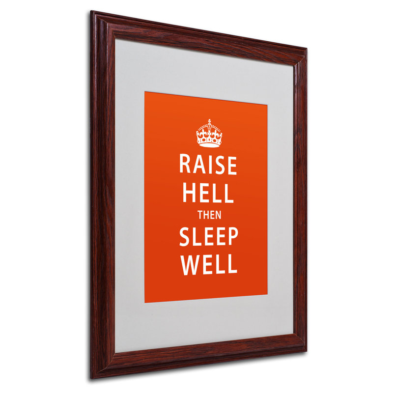 « raise hell vi » par megan romo, art textuel sur toile tendue, Cadre brun, H 20 po x l 16 po x P 0,5 po