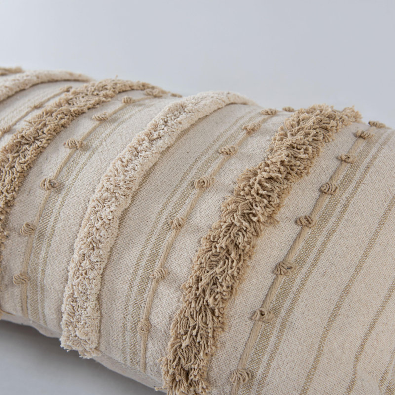 Housse et insert rectangulaires en coton, Naturel / beige rayé