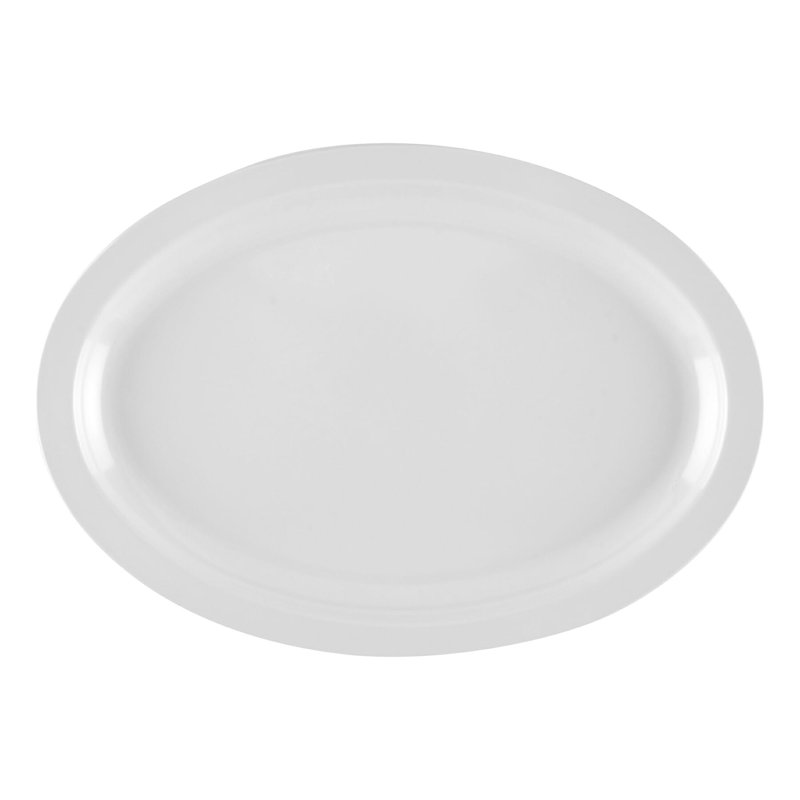 GET Plateau de service ovale en mélamine OP-610-MIX, Blanc, H 1 po x L 15,75 po x l 11 po
