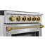 Poêle au gaz naturel autoportant en acier inoxydable avec accents bronze Kertch-93528262-132044094-128731923