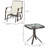 3 Piece Bistro Set Fabric White Outdoor Glider Chair With Coffee Table , 2 Patio Rocking Swing Chairs With Breathable Sling Glass Tabletop For Backyard Garden And Porch Cream-256110582