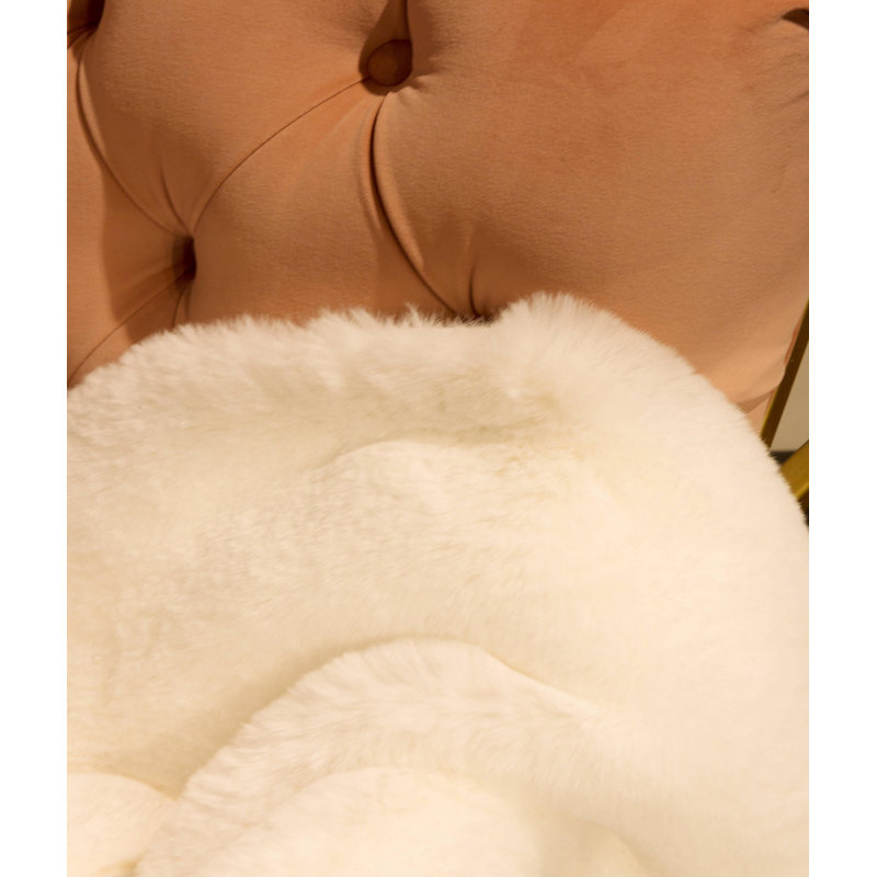 Tapis rond blanc en polyester tissé à la machine 2 pi 11 po