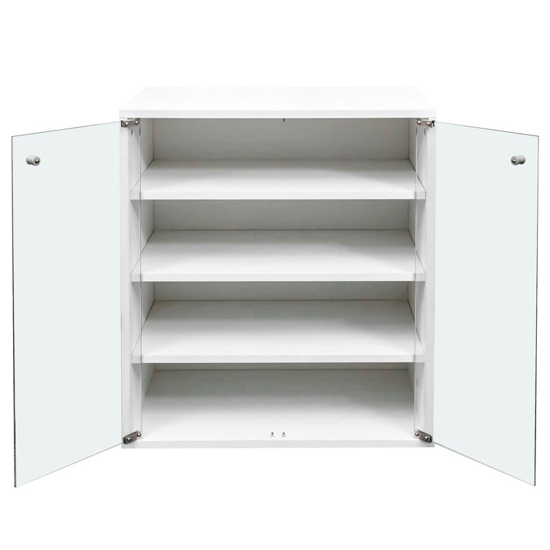 Boîte à chaussures avec lumière DEL RVB, boîte de rangement de chaussures empilable en bois avec porte en verre, boîte de rangement pour chaussures pour chaussures de sport (4 étages-1)