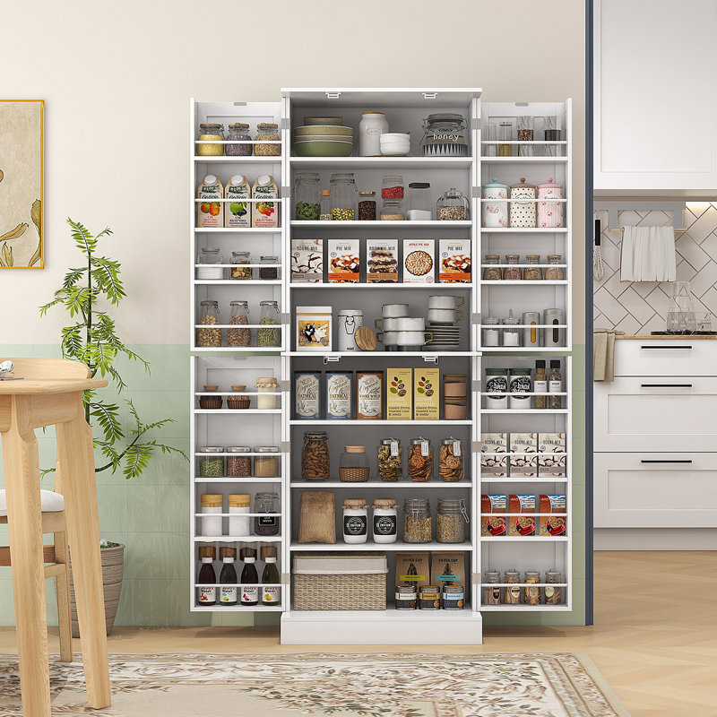 Armoire de cuisine de 65 po HOMcom, armoire de rangement moderne avec portes et tablettes, armoire autoportante pour la salle à manger, blanc