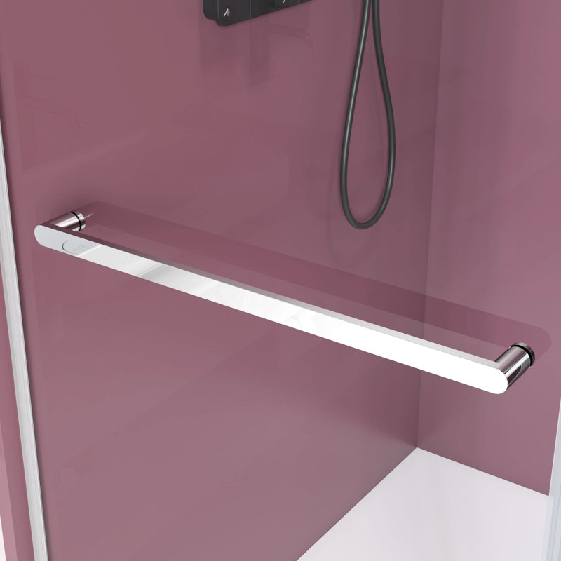 Porte de douche coulissante double 72 po - 76 po en verre trempé de 3/8 po (10 mm), rail en acier inoxydable, 4 roulettes, construction robuste, X 76 po, raccords, fonctionnement stable