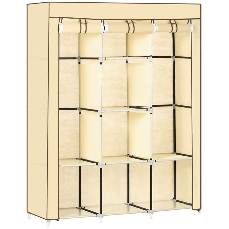 Chittening Fabric Wardrobe with 8 Shelves, Beige