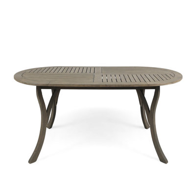 Wood Dining Table 70" - Modern Gray Finish Patio Made From Outdoor