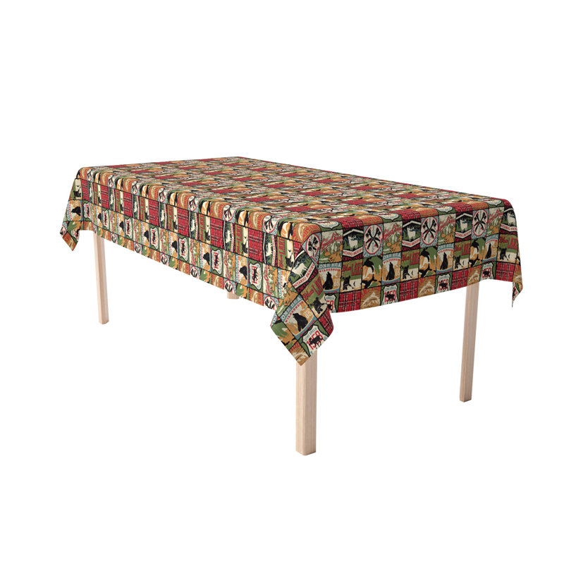 Square Tablecloth, 100% Cotton, 52X52", Great Outdoors Patchwork, 104" L x 60" W