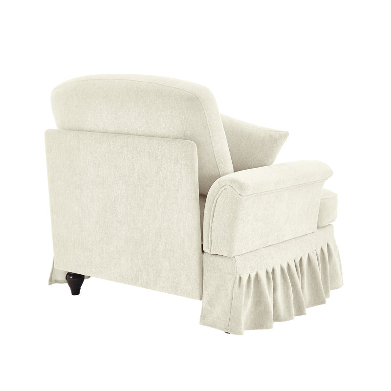 Chenille en blanc beige, 1 oreiller inclus - Canapé en nuage facile à installer avec volants détachables, rembourrage souple, rembourrage haute densité, coussin et pieds incurvés, tissu argenté, multi configurable