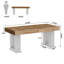 Table de salle à manger de style campagnard 63 pouces pour 4-6, plateau en grain de bois naturel et pieds blancs, table de cuisine robuste en MDF P2, facile à nettoyer et à assembler pour la salle à manger et la cuisine