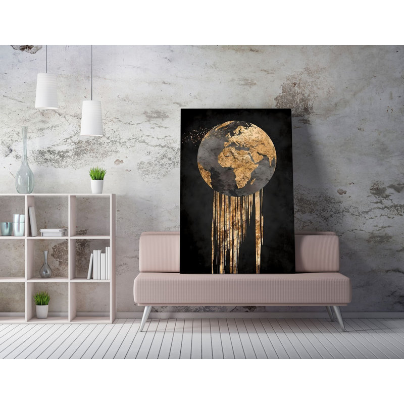 Stunning Decorative Canvas Painting, Gold & Black, 27.6 x 39.4 inches | 50% Cotton / 50% Polyester, Digital Print on Canvas | Elegant Wall Art for Home Decor, Framed with 0.8 x 0.8 inch Wooden Frame