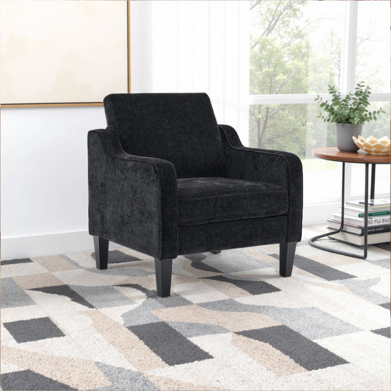 Fauteuil de 29,9 po de largeur Amaryia, Mélange de lin noir