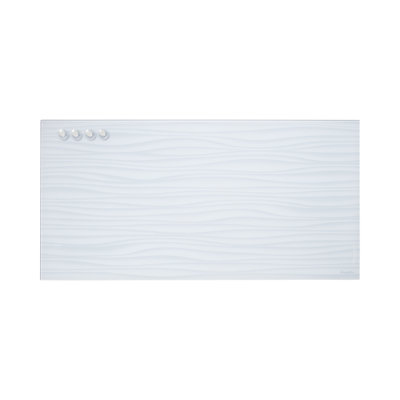 ECR4Kids MessageStor Magnetic Dry-Erase Glass Board with Magnets, 18in x 36in, White Waves -  ELR-3072