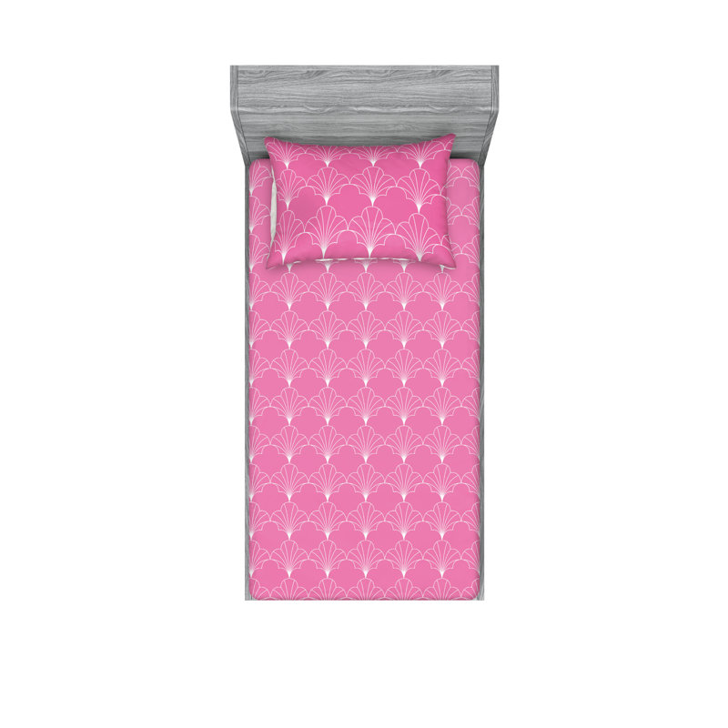 Ensemble de draps en microfibre géométrique, Rose, Ensemble de draps pour lit simple avec 1 taie d'or