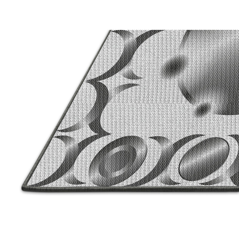 Tapis gris/noir tissé à la machine, Rectangle 8 pi x 10 pi