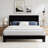 King Size Platform Bed Frame with Upholstered Headboard and Wooden Slats, White-48915075-49291581