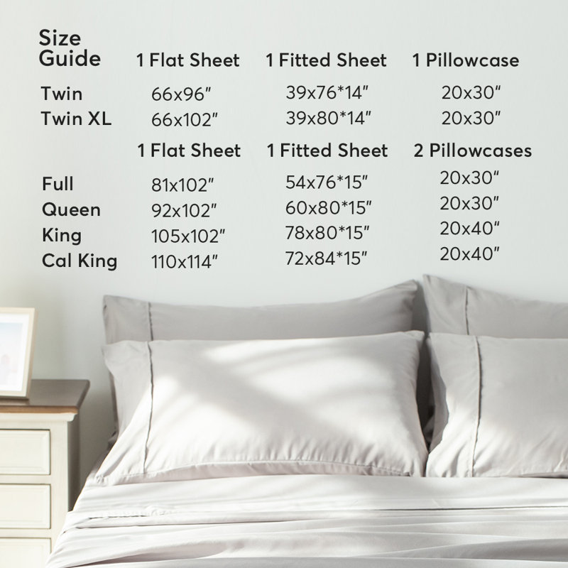 Ensemble de draps en microfibre Kasentex 1800 Series - gris très grand, Ensemble de draps pour très grand lit avec 3 piè