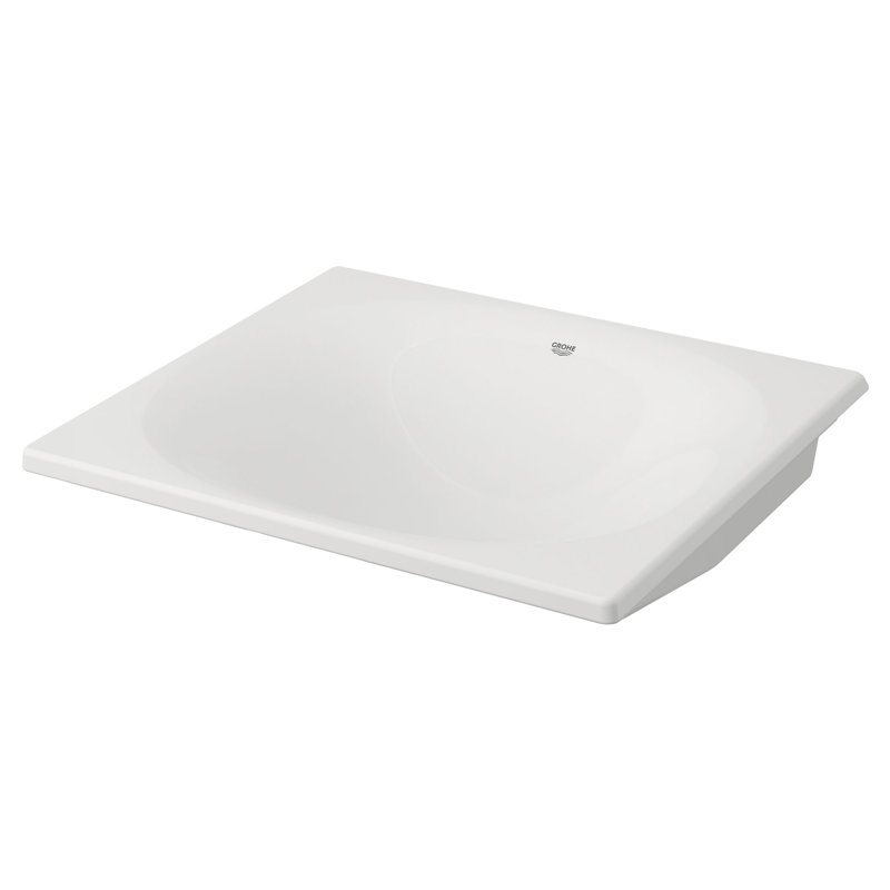 Alpine White Ceramic Rectangular Undermount Bathroom Sink