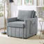 Chaise convertible pliante rembourrée avec dossier réglable à 5 positions, poches latérales et panier de rangement-112704321