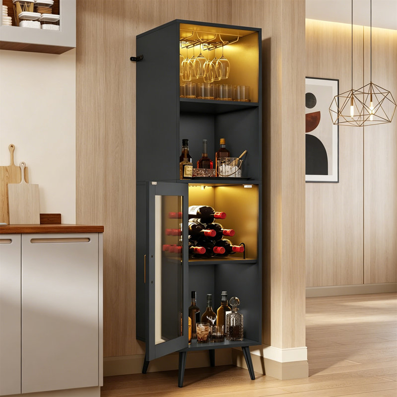 Wine Bottle & Glass Rack Black, 148 40 40