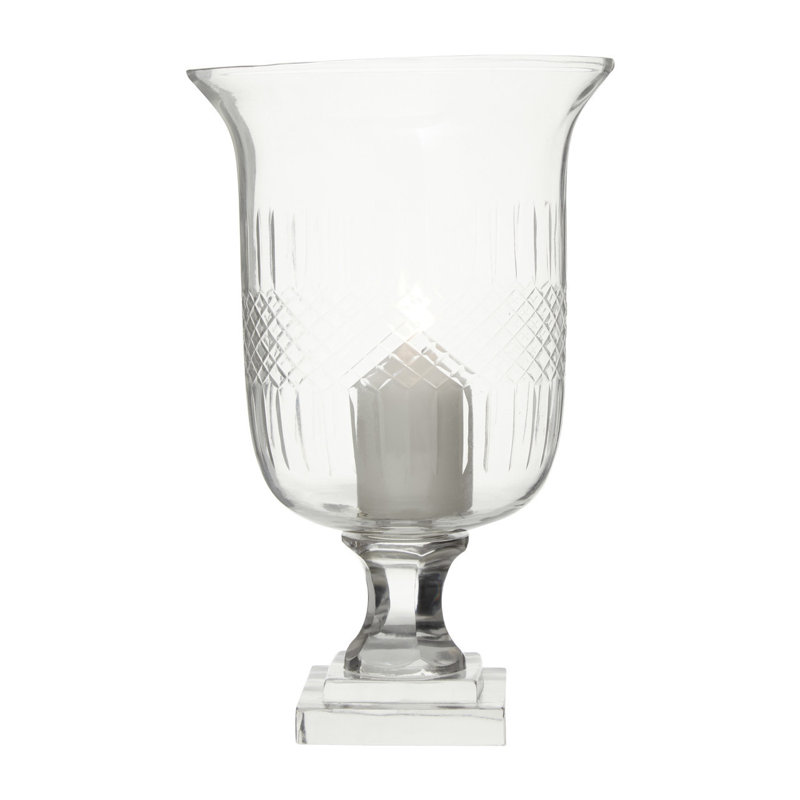 Glass Tabletop Hurricane, 29cm H x 18cm W x 18cm D