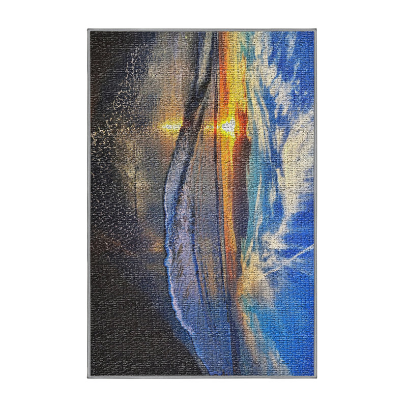 Tapis bleu Beach Sunset, Rectangle 3 pi x 5 pi