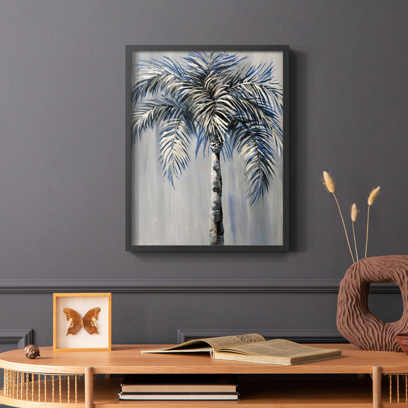 Palm Magic Evening I, reproduction encadrée - bois massif, Noir, H 14 po x l 11 po