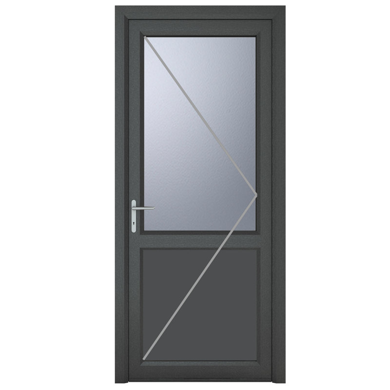Upvc Single Door, 209cm H x 89cm W x 7cm D, Grey, Right Hand/Inswing