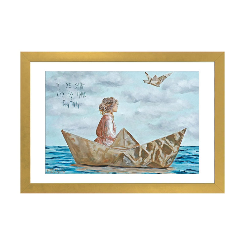 In In Stilte Vind Sy Haar Rigting - Reproduction d'art mural - Papier d'art encadré, 24" x 16", Framed Paper, Gold