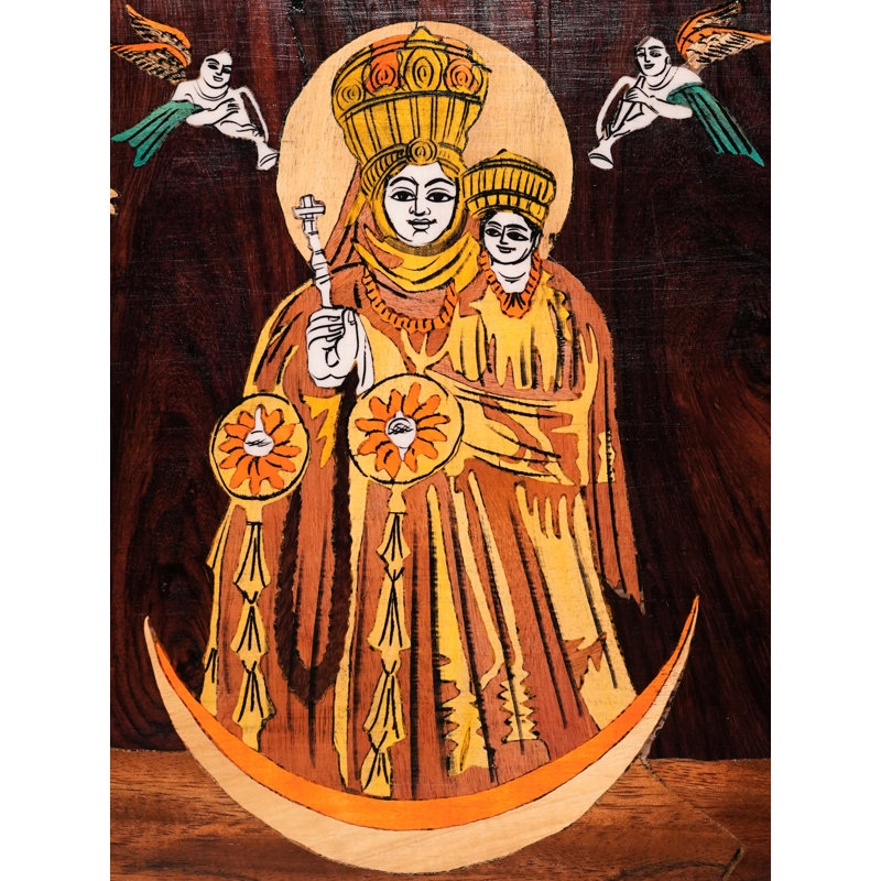 36" Beautiful Story of Jesus Christ Wood Panel – Natural Color Mysore Rosewood with Traditional Inlay Work, Handcrafted Christian Spiritual Décor