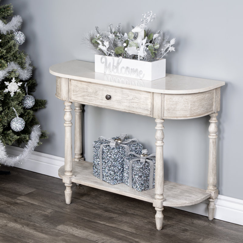 Danielle Marble 40" one- drawer Console Table, Rustic Gray