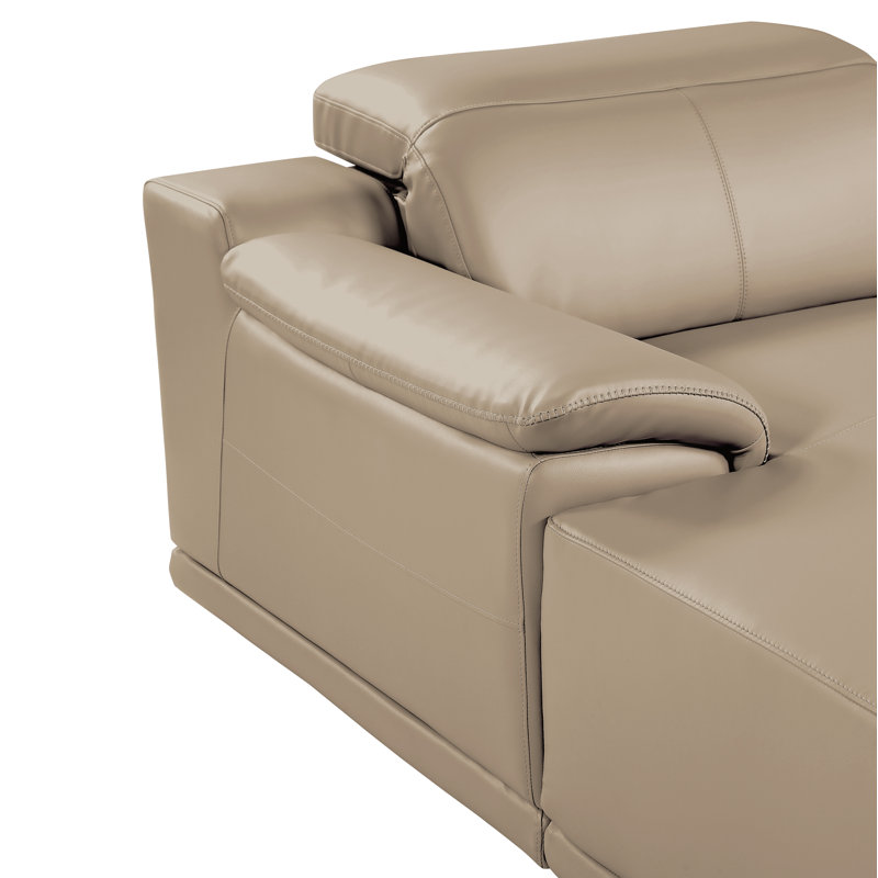 Canapé modulaire en forme de L 8 pièces DivanItalia, Cuir véritable crème, Left Hand Facing