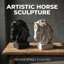 Sculpture tête de cheval en bois patiné, buste en polyrésine fabriqué à la main 19 po pour décor de maison de campagne moderne