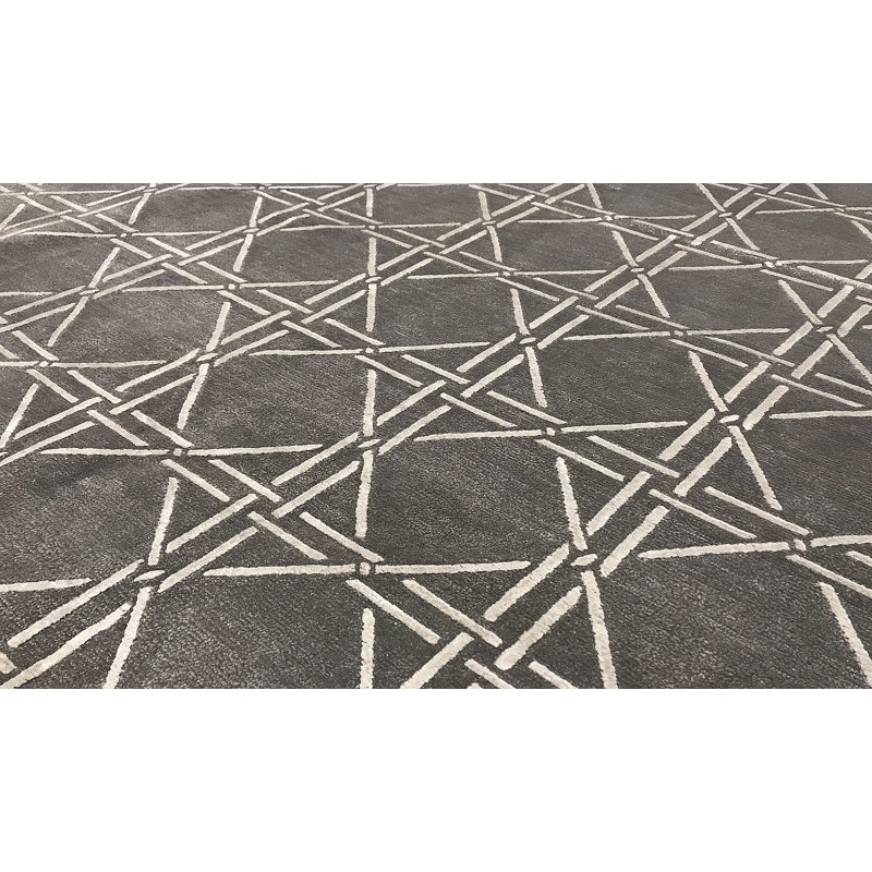Tapis gris de haute qualité noué à la main