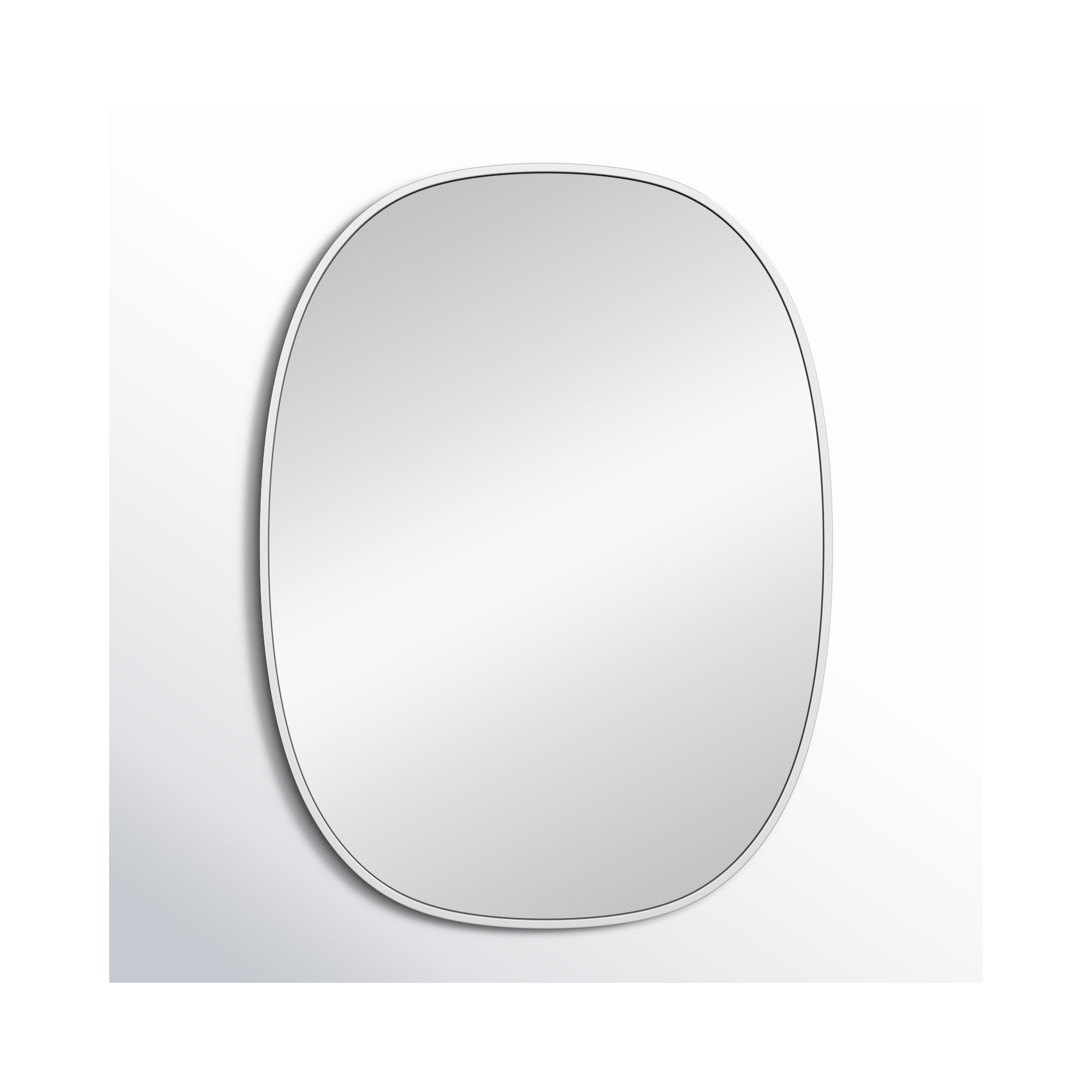 Sabine Metal Curved Oval Wall Mirror, Silver, 36" x 27"