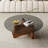 Walnut Wood Mid-Century Round Coffee Table With Tempered Glass Top For Living Room | Gift Idea