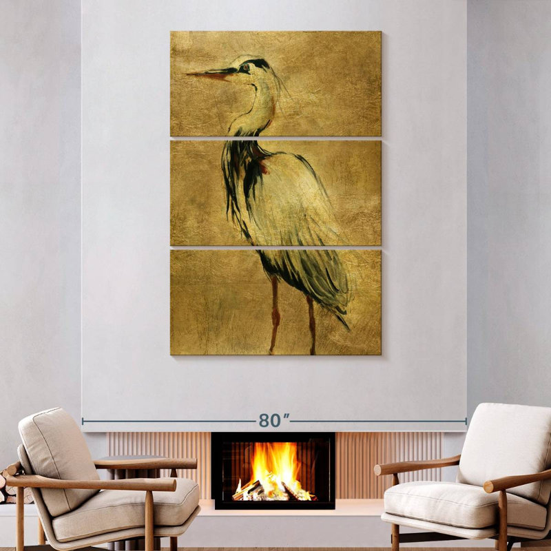 Brampt Gold Crane At Dusk II, 74" H x 48" W
