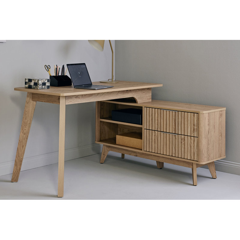 Yaelle Modular L-Shaped Writing Desk, Montana Oak