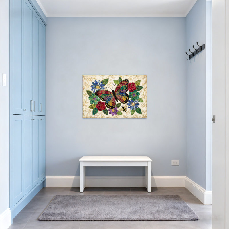 Motif floral animaux avec abeille, H 12 po x l 18 po