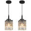 Ensemble de 2 luminaires suspendus carrés modernes en cristal noir, lampe de ferme réglable pour îlot de cuisine, salle à manger, chambre à coucher-1439674903-1439674889