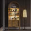 Bibliothèque de 72 po de hauteur avec portes en verre, armoire de cuisine autoportante arquée Farmhouse avec tablettes réglables, bibliothèque moderne avec tiroirs-1139430165