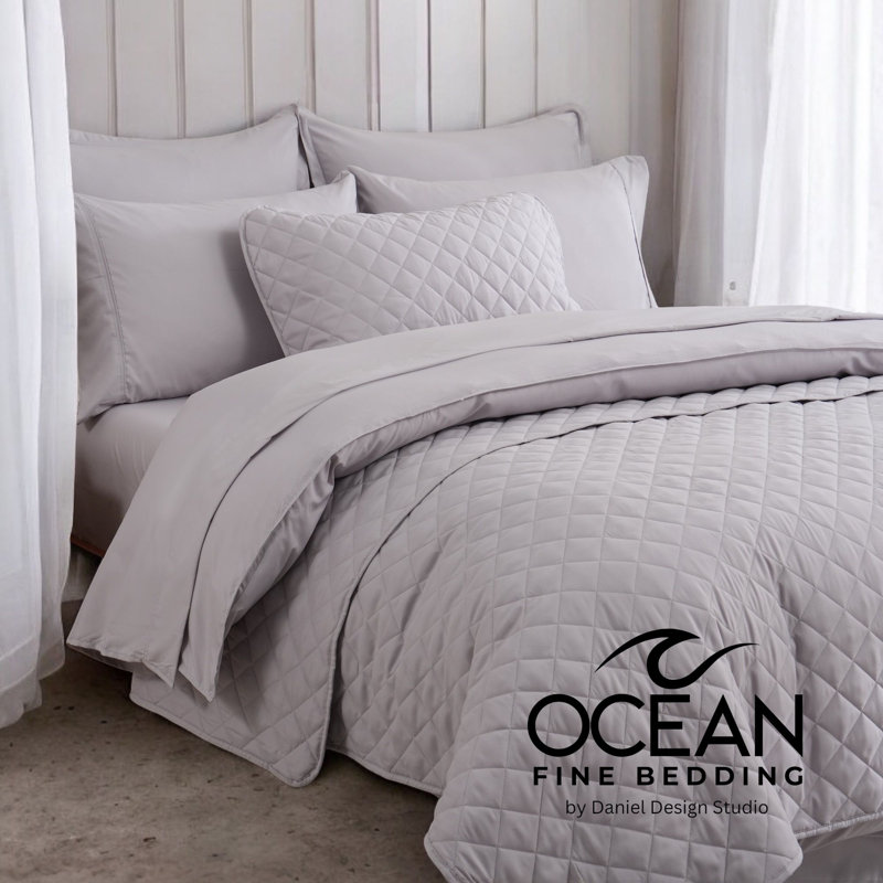 OCEAN FINE BEDDING Quilted Coverlet, Gray, Queen Coverlet/Bedspread