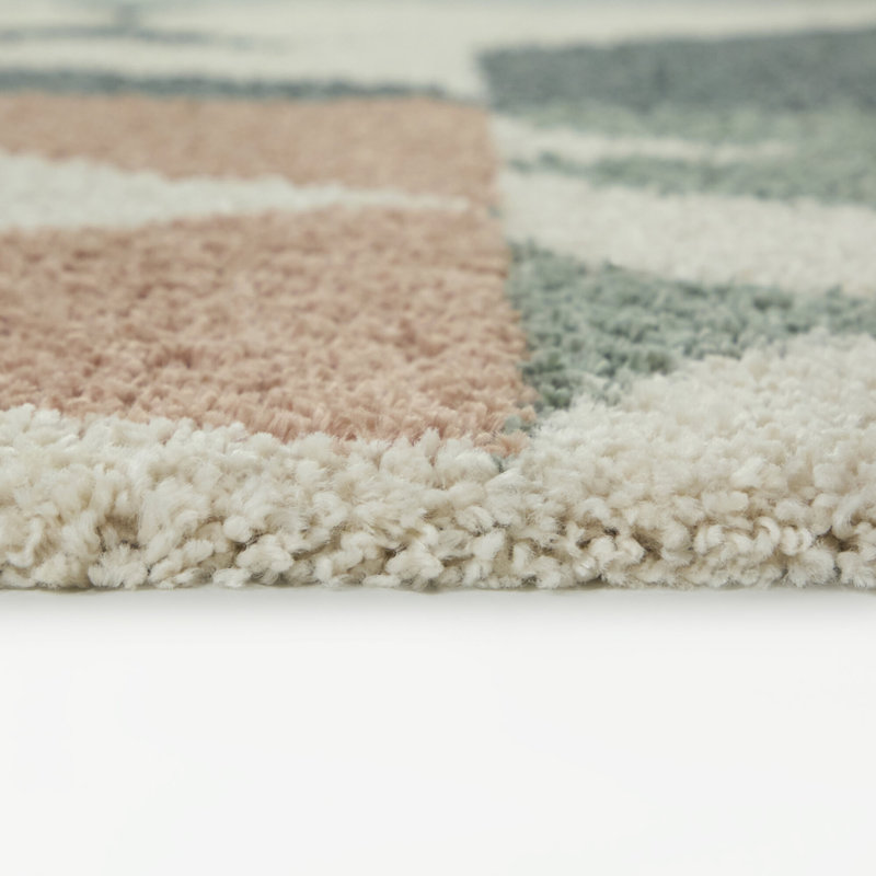 Tapis bleu / jaune à motif géométrique Grimsby, Rectangle 5 pi 3 po x 7 pi