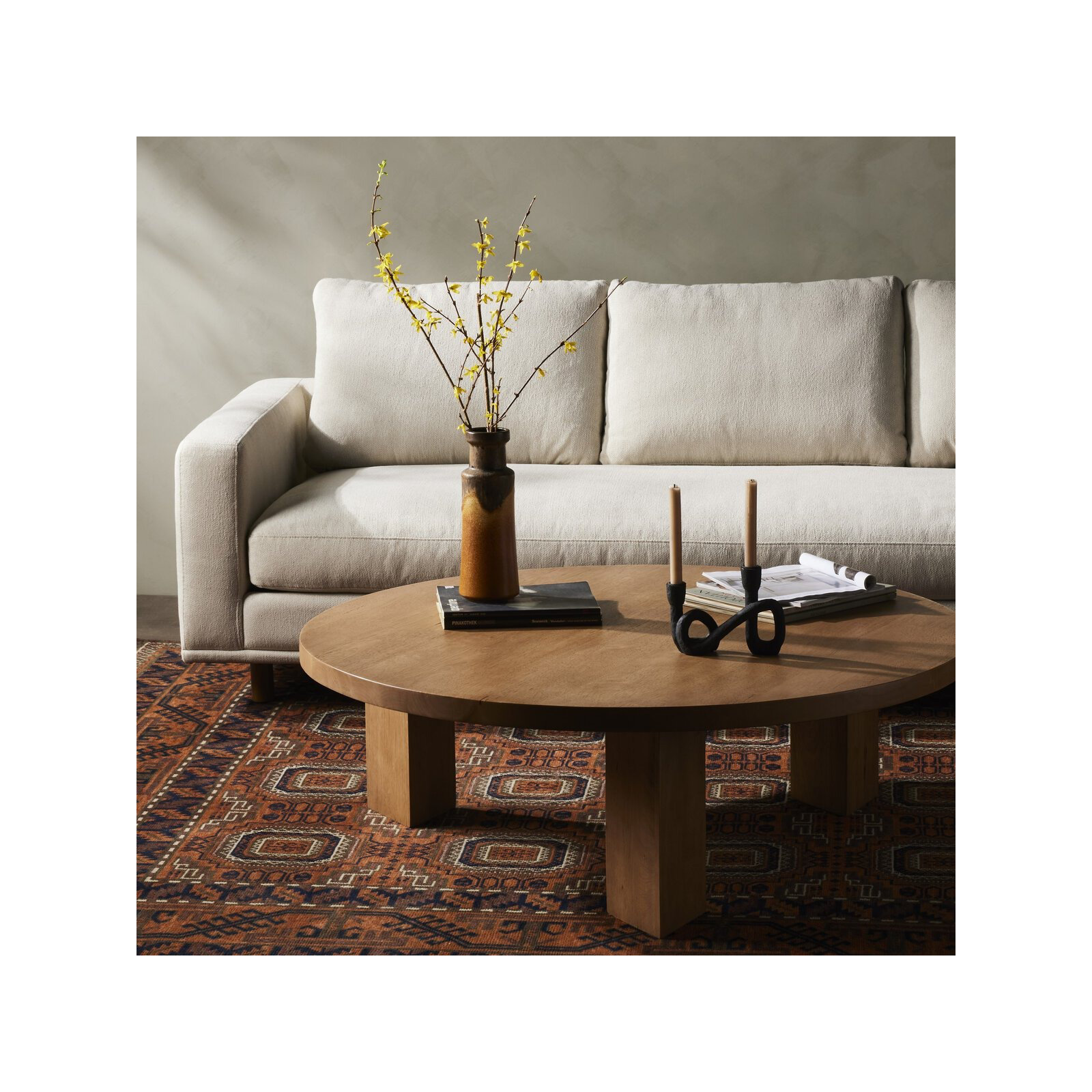 Siham Solid Wood Single Coffee Table, Light Brushed, 16" H x 38" L x 38" W