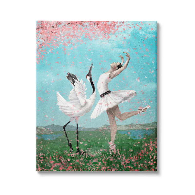 Sureau, cygne, lac, fleurs de cerisier, ballet gris, ferme rustique, estampe numérique, art texturé par Paula Belle Flores